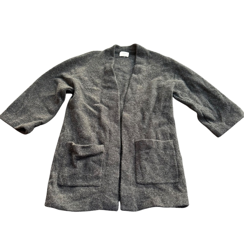 Wilfred Aritzia Charcoal Grey 100% Merino Wool Open Front Cardigan Sweater S